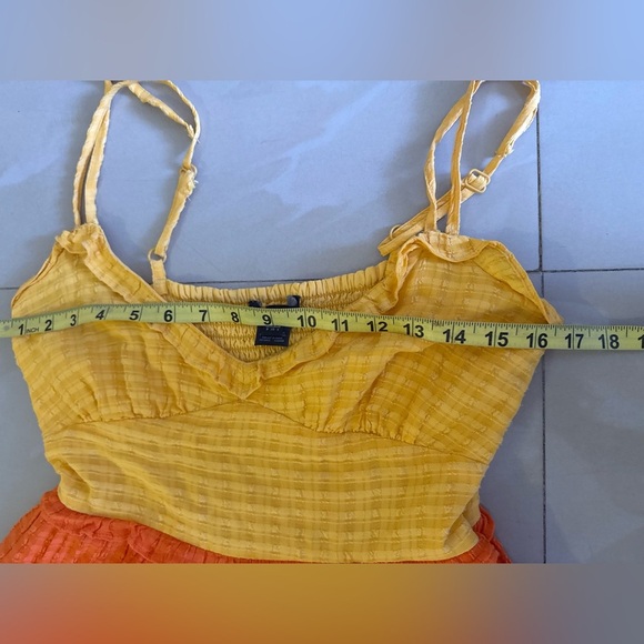 French Connection Adira Birch Tiered Maxi Dress. Size 4. Yellow orange, purple - Picture 12 of 16